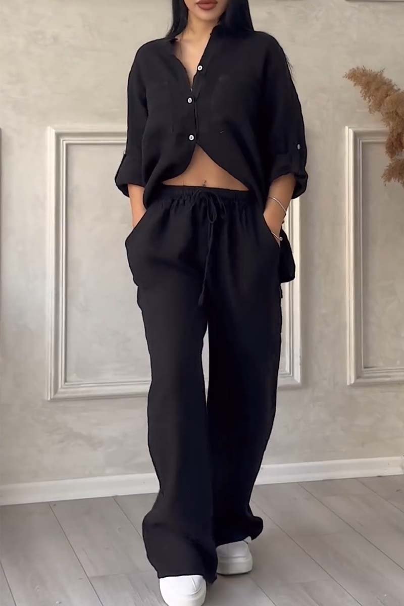 GR | Two-piece set with trousers made of cotton and linen