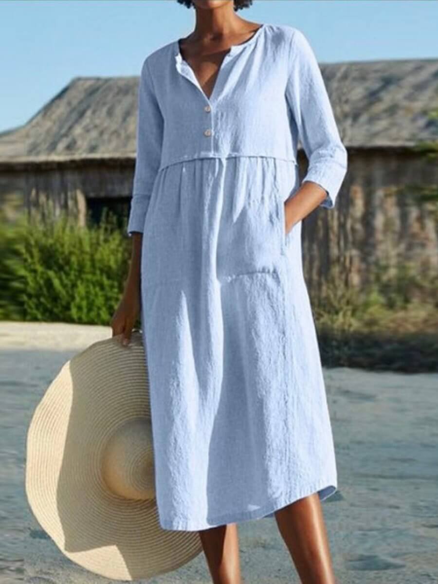 GR | and linen dress with half sleeves 