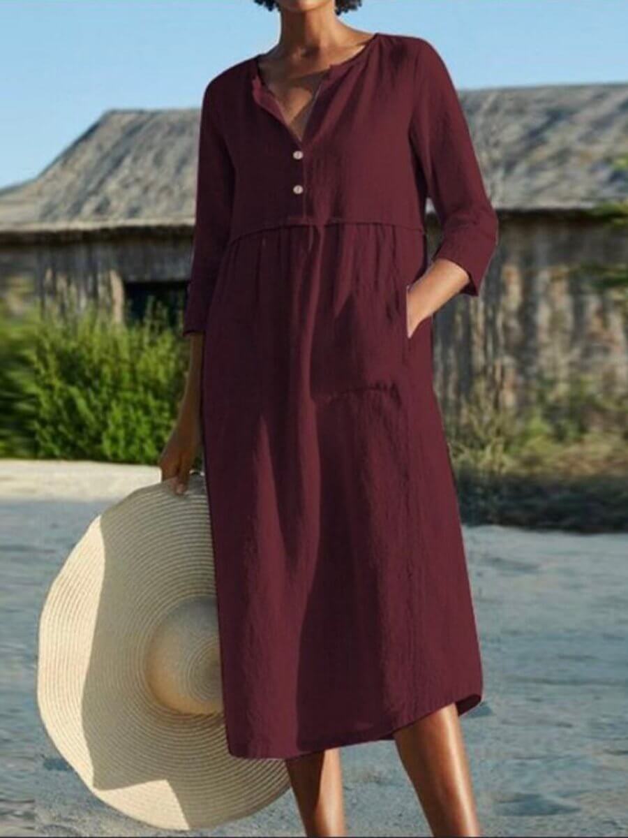 GR | and linen dress with half sleeves 