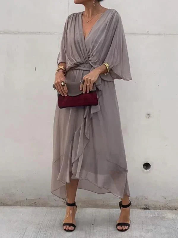 GR | Chiffonkleid Mit V-ausschnitt, Elegant Und Stilvoll