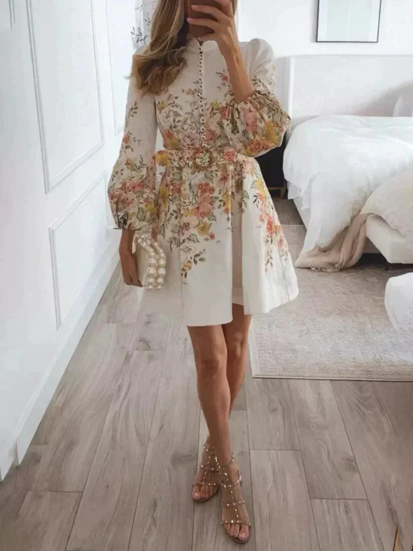 GR | Bedrucktes Mini Kleid Mit Knopfverschluss