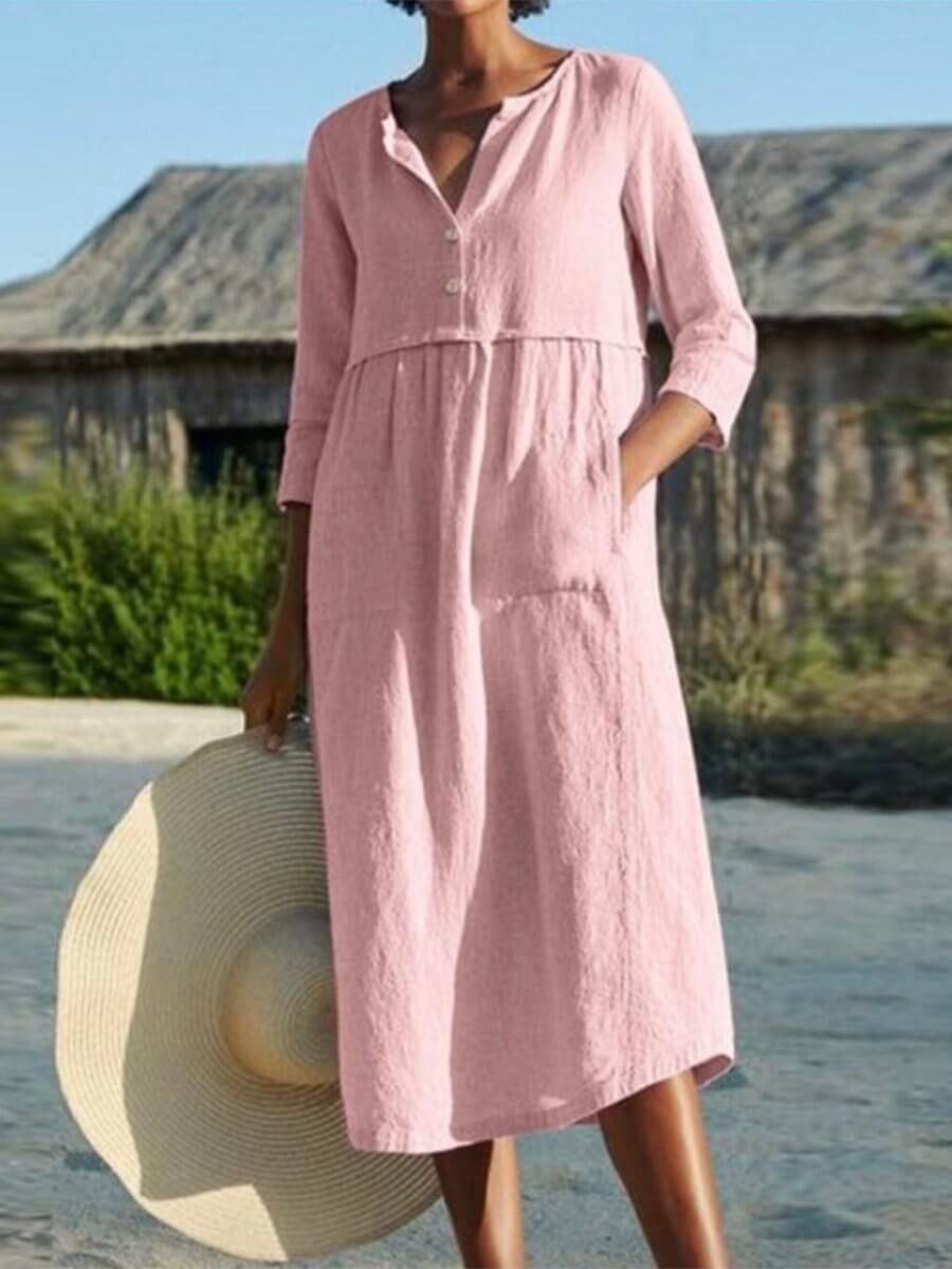 GR | and linen dress with half sleeves 