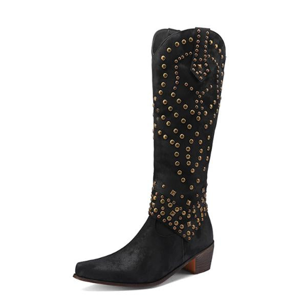 Lilybell - High boots with metallic studs and a cut-off heel