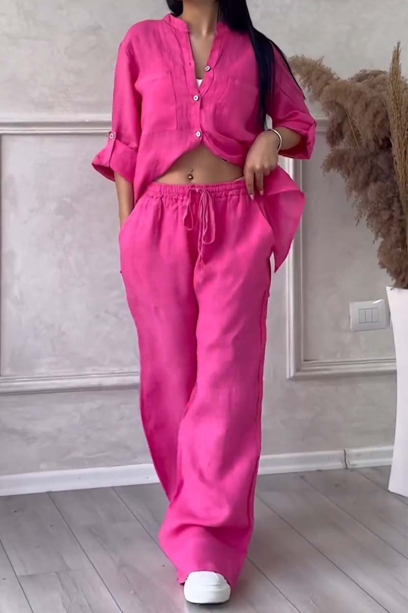 GR | Two-piece set with trousers made of cotton and linen