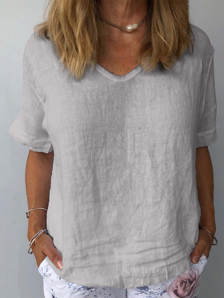 GR | Breathable Cotton Linen Top Casual, Lightweight, Sustainable, Year-Round Style