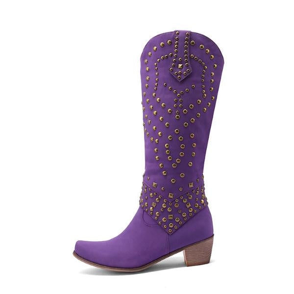 Lilybell - High boots with metallic studs and a cut-off heel