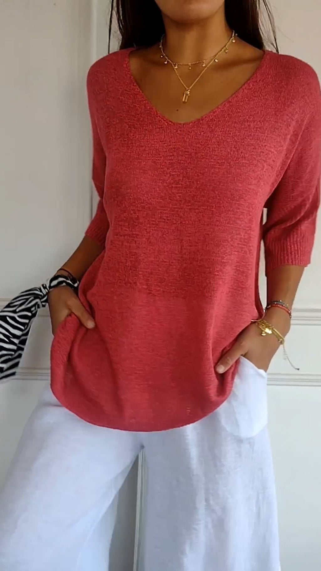 GR knitted top with V-neck