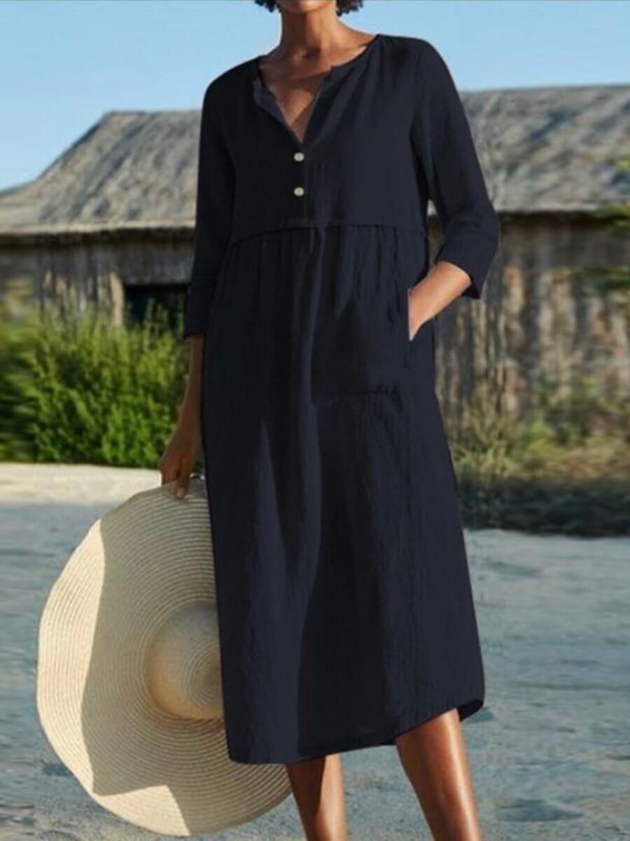 GR | and linen dress with half sleeves 
