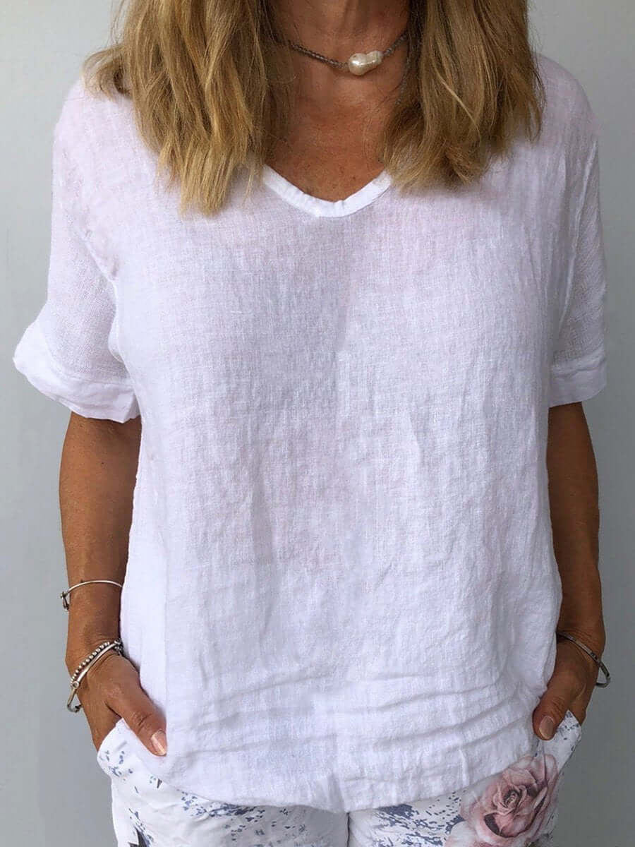 GR | Breathable Cotton Linen Top Casual, Lightweight, Sustainable, Year-Round Style