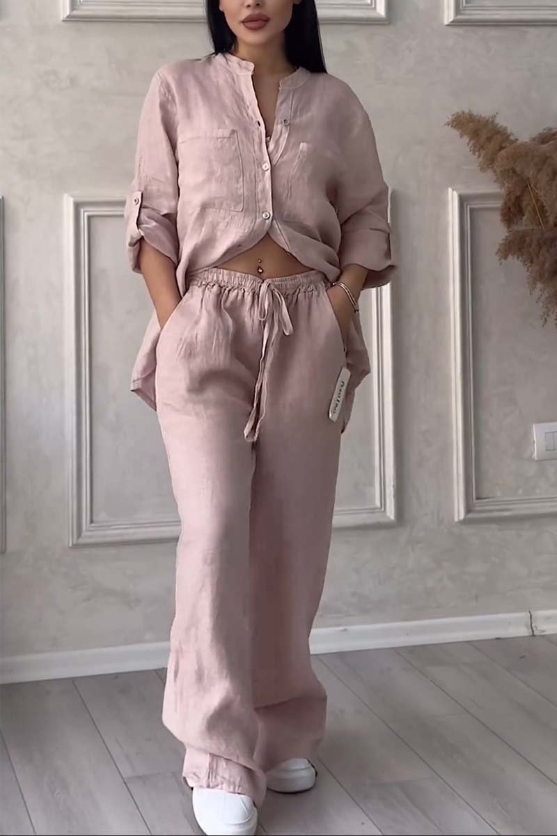 GR | Two-piece set with trousers made of cotton and linen