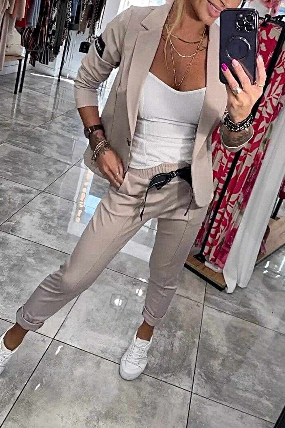 GR | Two-piece set: top jacket & elasticated trousers