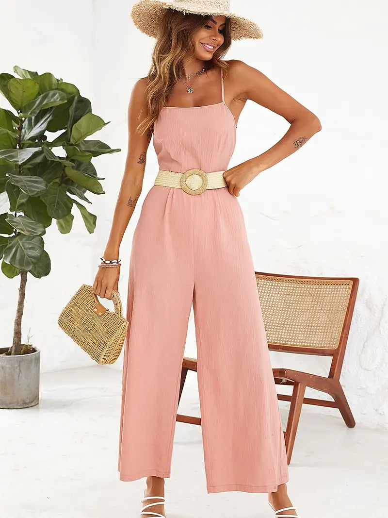 GR | Elegant jumpsuit with spaghetti straps and belt