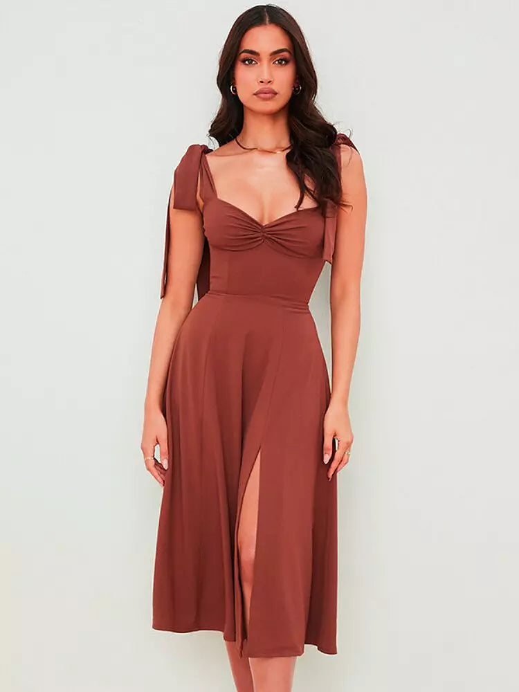 GR | Rückenfreies Korsett Korean Midi-Kleid für Frauen