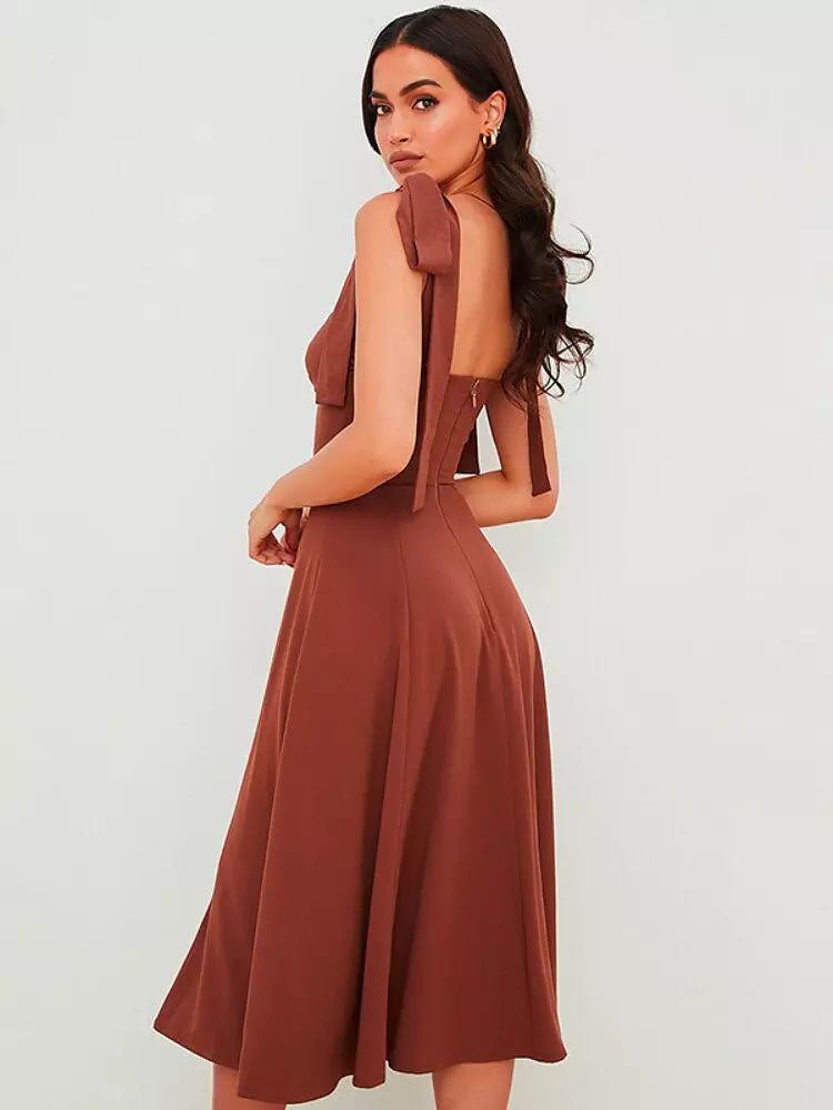 GR | Rückenfreies Korsett Korean Midi-Kleid für Frauen