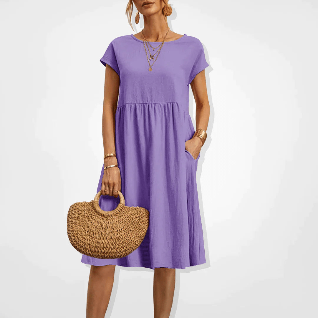 GR | Damen Kleid Stilvolles Midi Kleid Sommerliche Eleganz