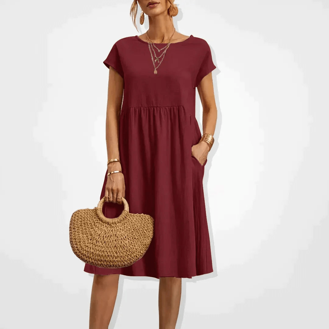 GR | Damen Kleid Stilvolles Midi Kleid Sommerliche Eleganz