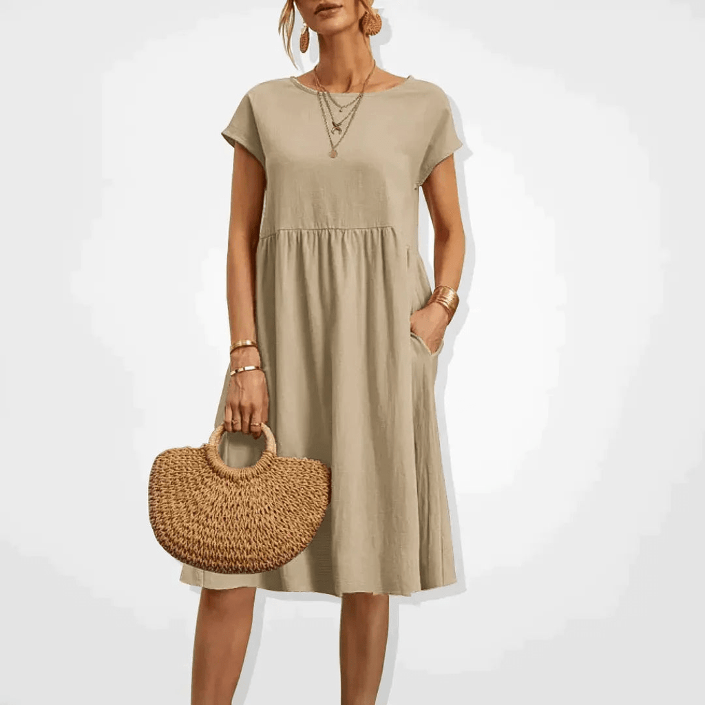 GR | Damen Kleid Stilvolles Midi Kleid Sommerliche Eleganz