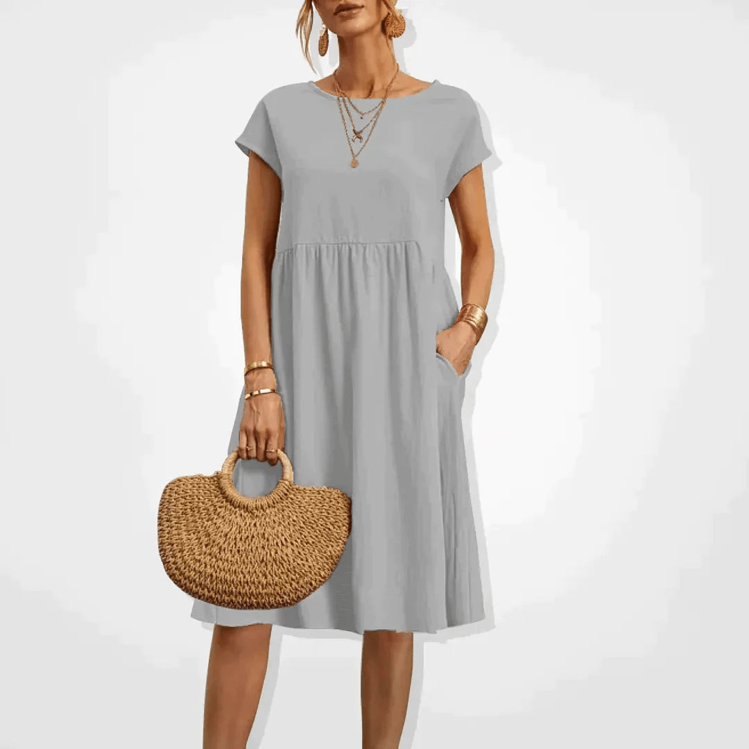 GR | Damen Kleid Stilvolles Midi Kleid Sommerliche Eleganz