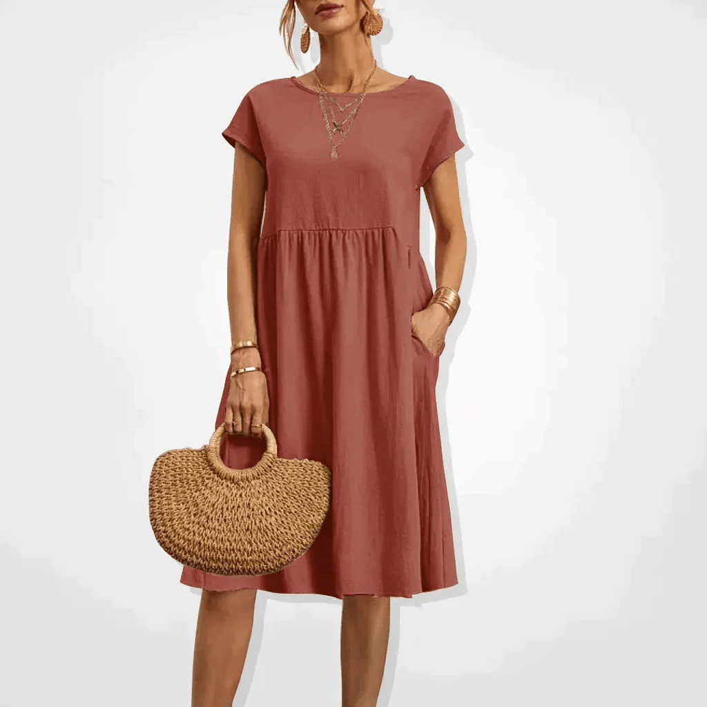 GR | Damen Kleid Stilvolles Midi Kleid Sommerliche Eleganz