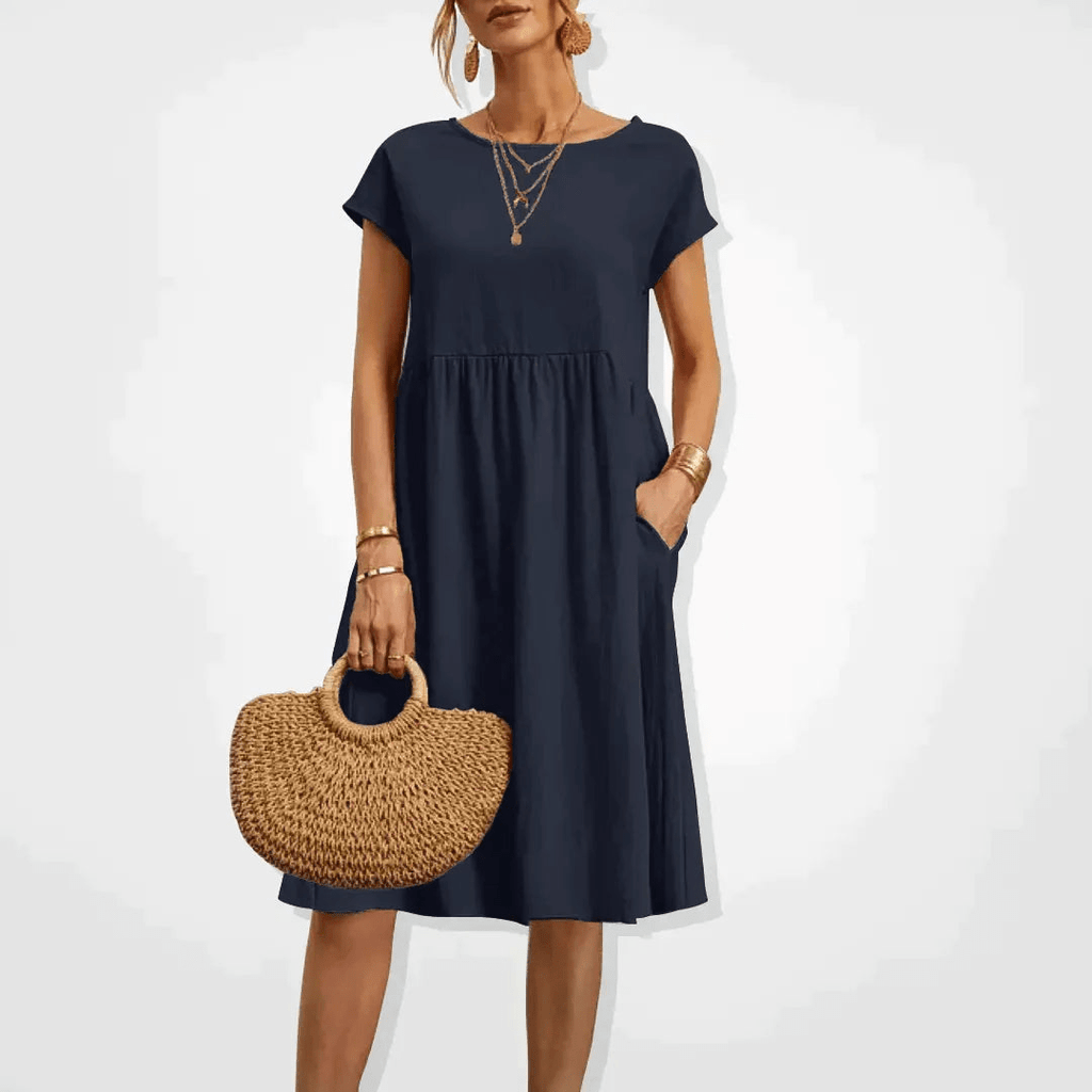 GR | Damen Kleid Stilvolles Midi Kleid Sommerliche Eleganz