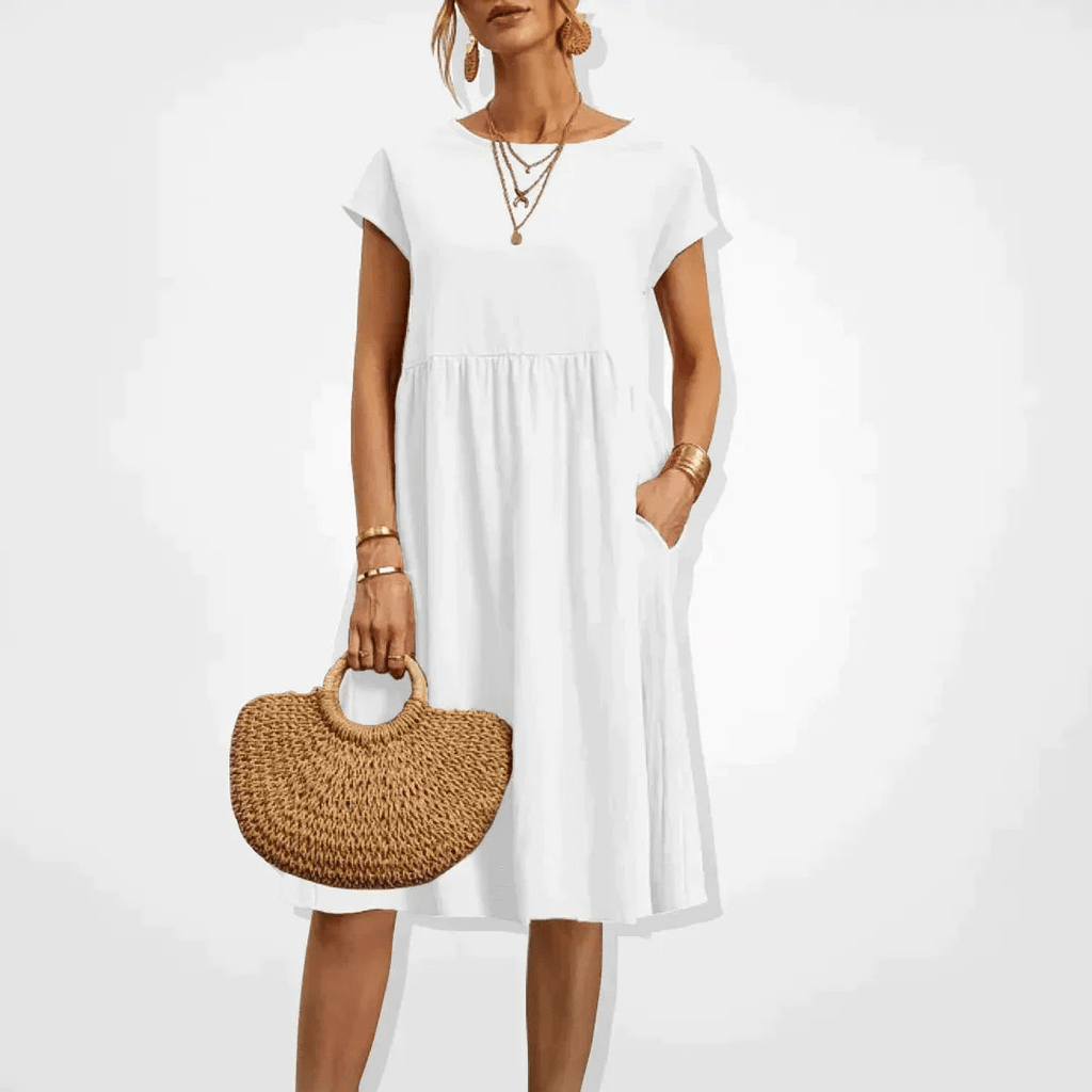GR | Damen Kleid Stilvolles Midi Kleid Sommerliche Eleganz