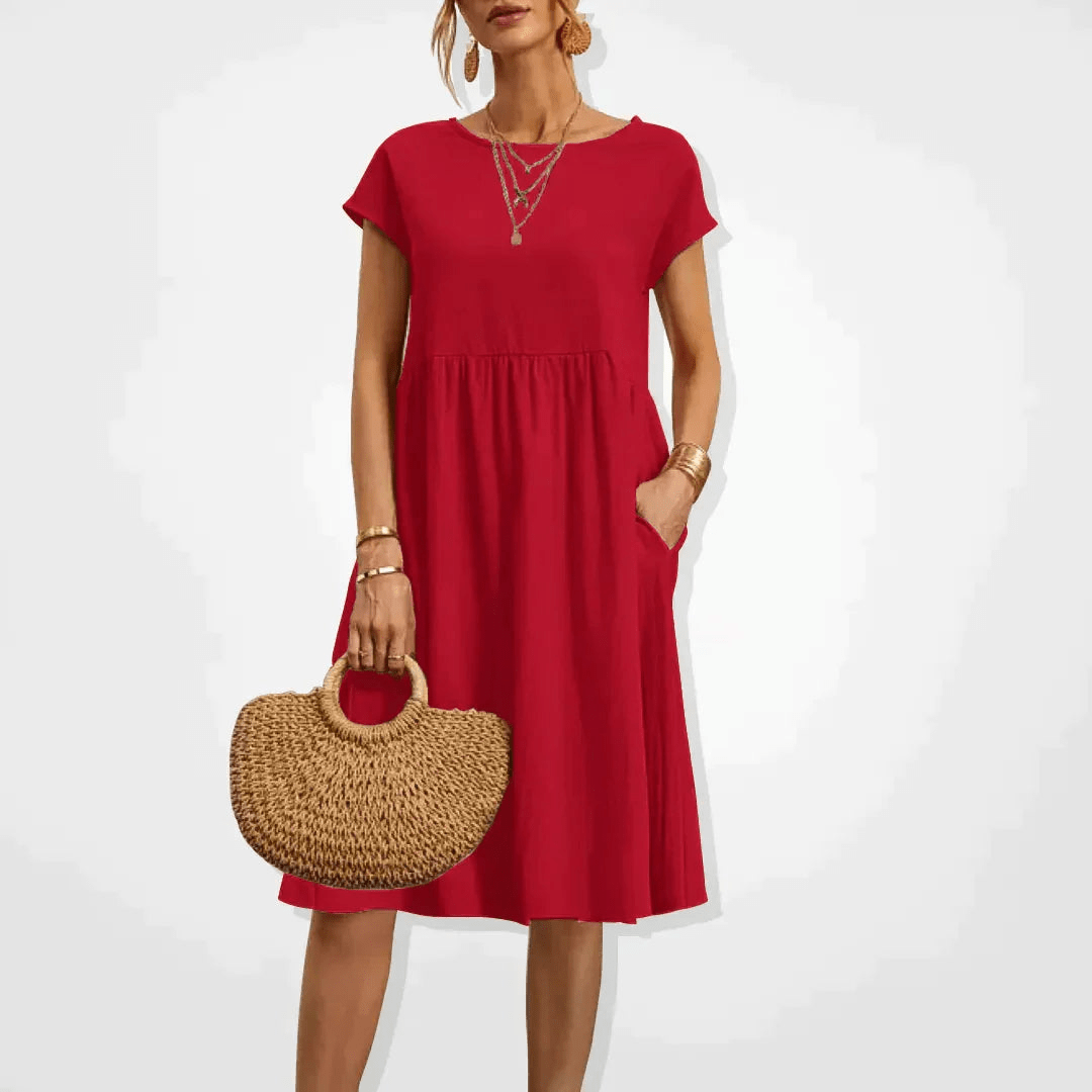 GR | Damen Kleid Stilvolles Midi Kleid Sommerliche Eleganz