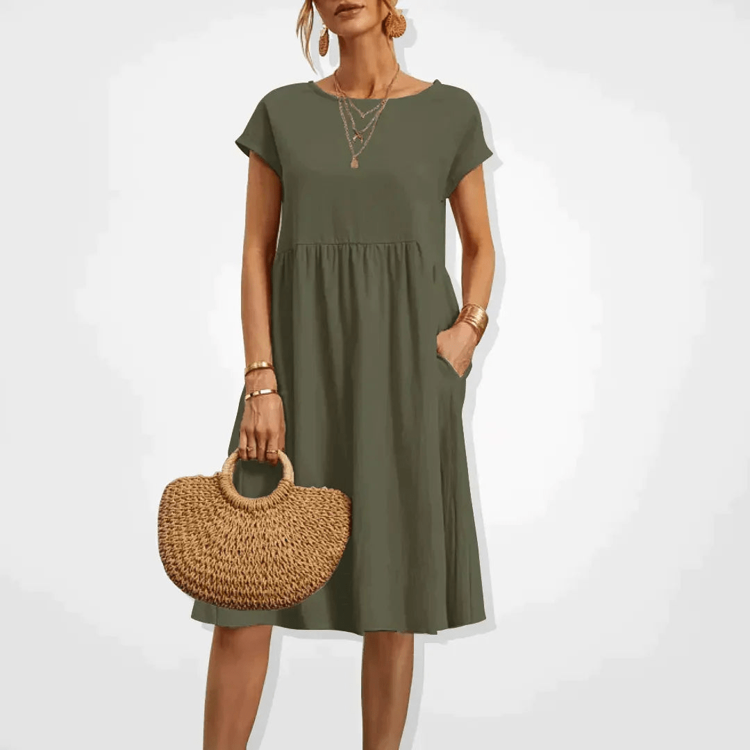 GR | Damen Kleid Stilvolles Midi Kleid Sommerliche Eleganz