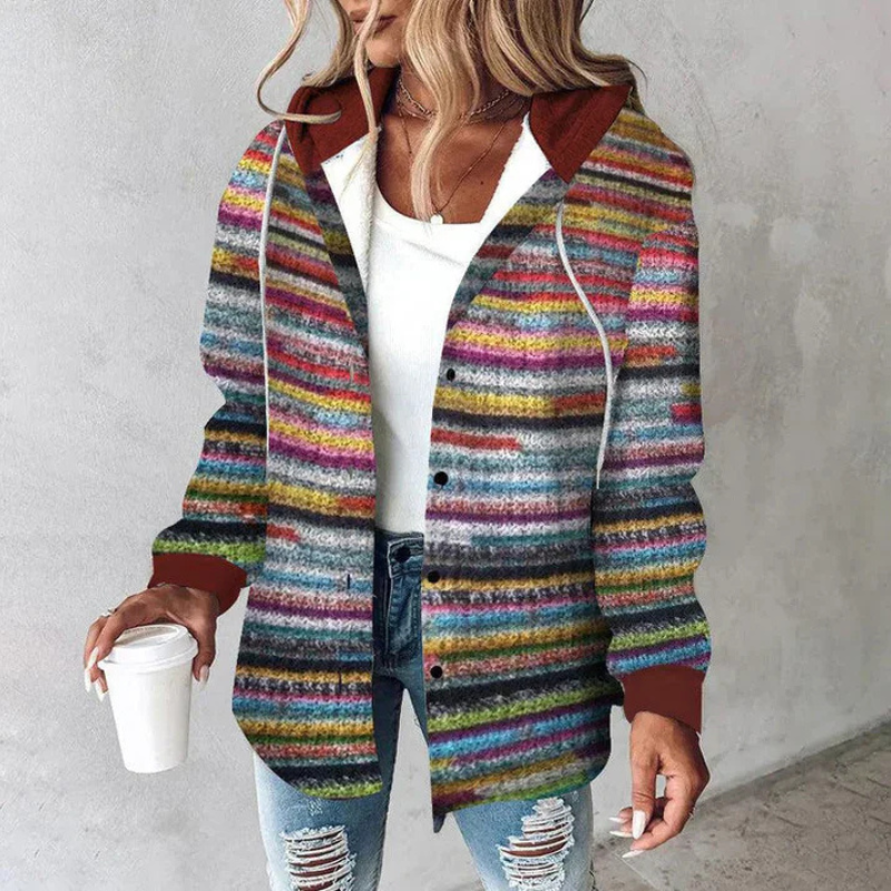 GR | Damen Kurz Strickjacke Mit Kapuze