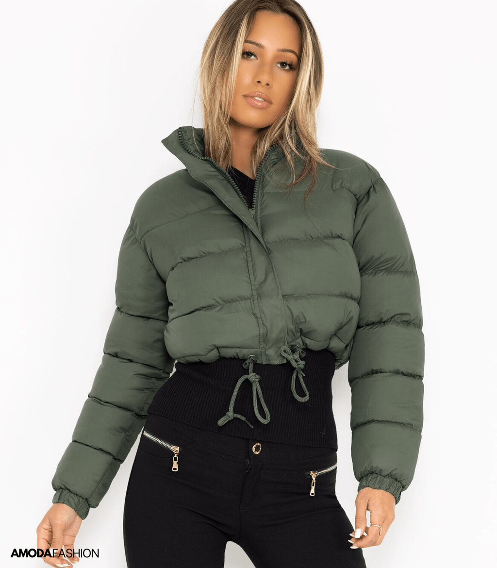 Puffer jacket with drawstring