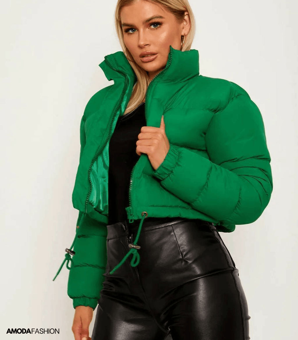 Puffer jacket with drawstring