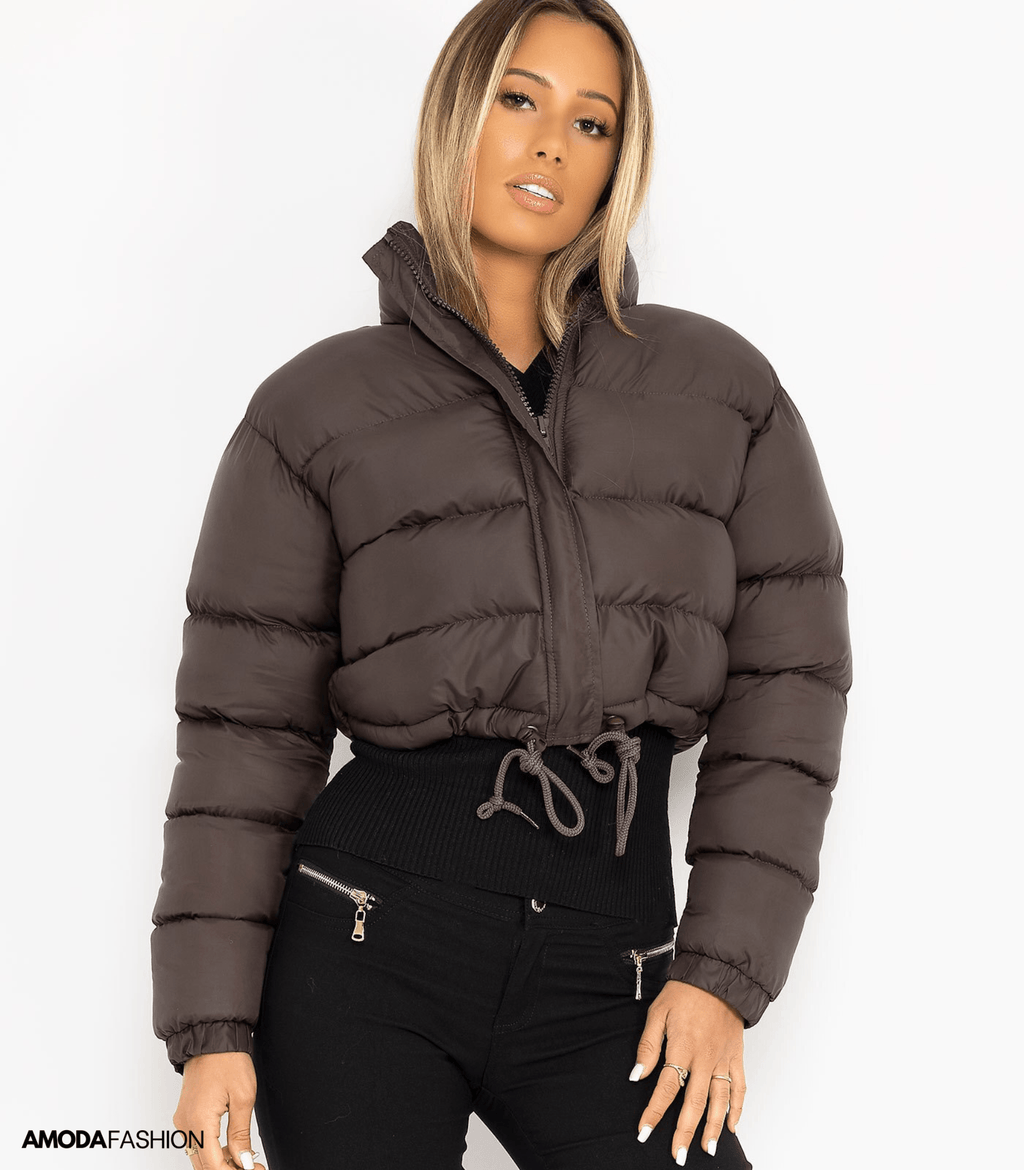 Puffer jacket with drawstring