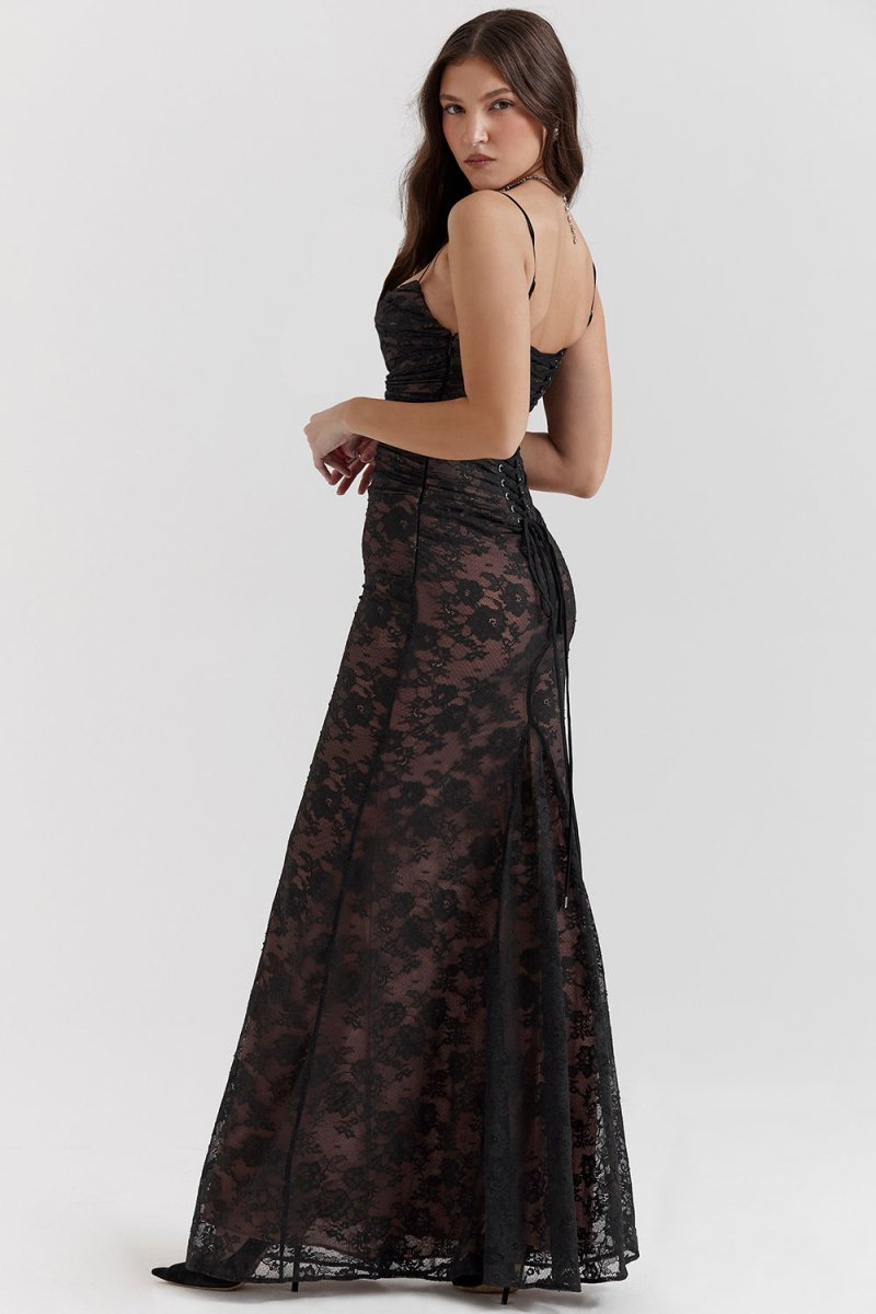 GR | With Floral Lace and Shoulder-On Design for Women