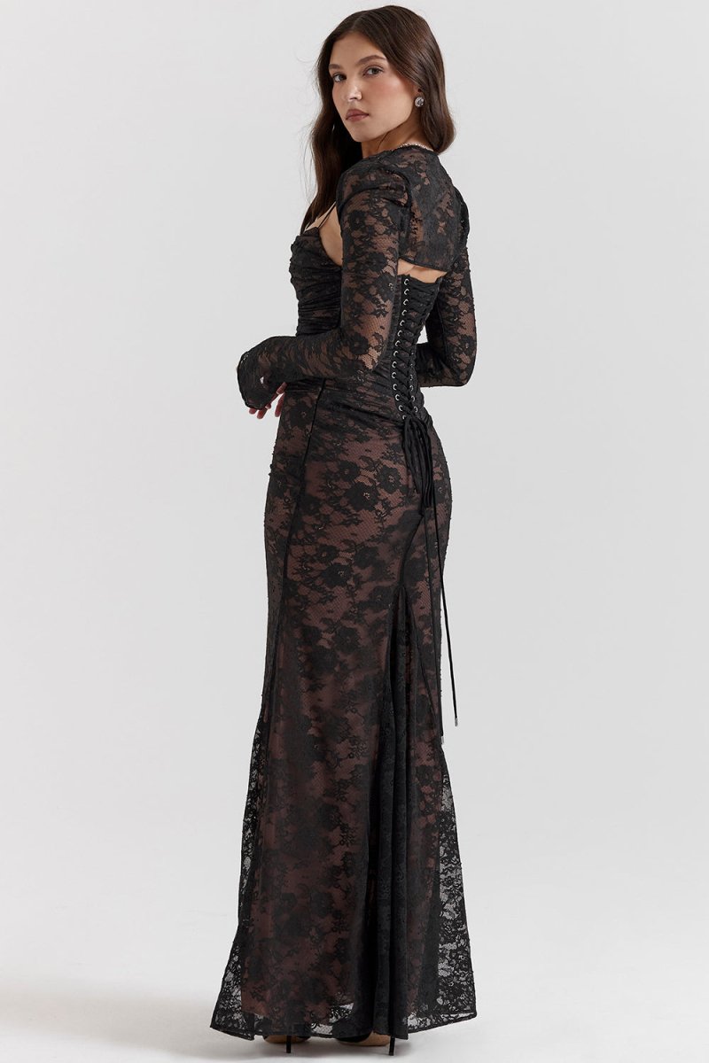 GR | With Floral Lace and Shoulder-On Design for Women
