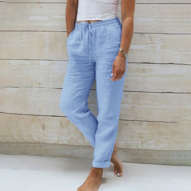 GR | Casual, straight-cut linen trousers