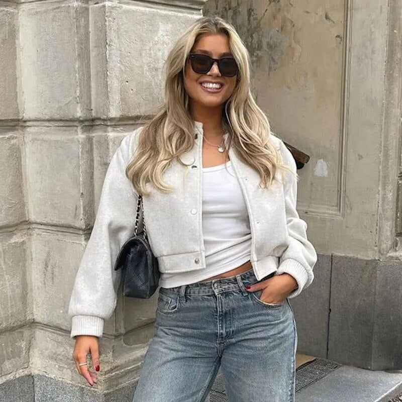 GR - Women's cropped bomber jacket for casual street style