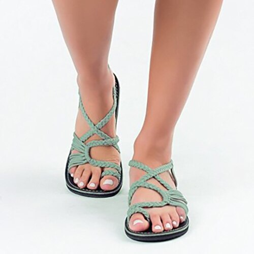GR | Stylish flat sandals made from palm leaves - Comfortable and chic summer shoes 