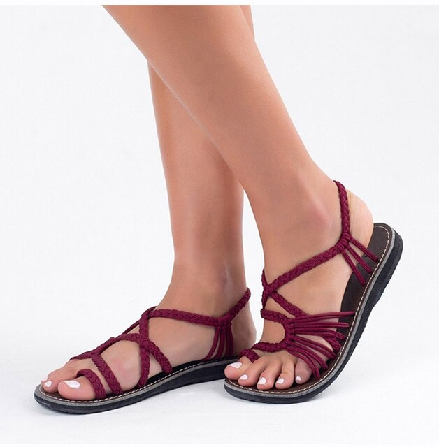 GR | Stylish flat sandals made from palm leaves - Comfortable and chic summer shoes 