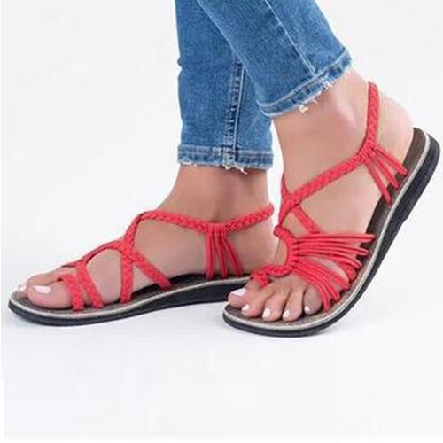 GR | Stylish flat sandals made from palm leaves - Comfortable and chic summer shoes 