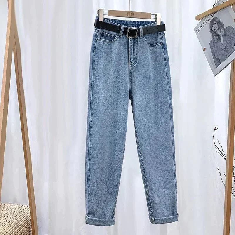 GR | Jeans Hohe Taille Gerade Beinform Klassisches 5 Taschen Design Lässig Komfort