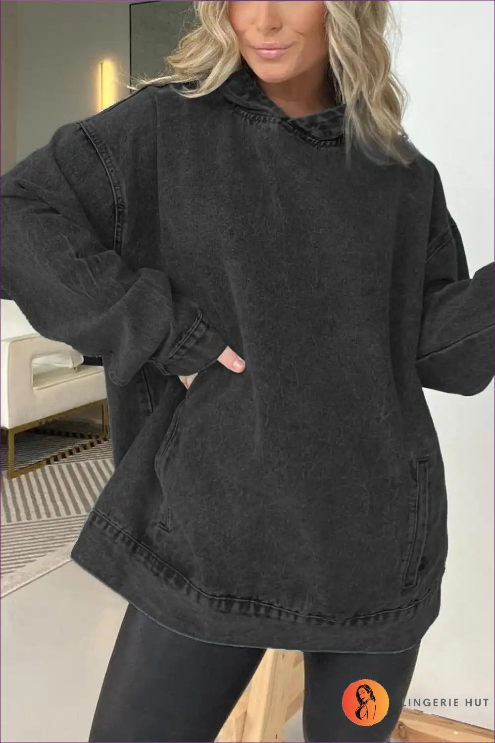 GR | Schickes Casual Denim Hoodie – Mühelos Cool