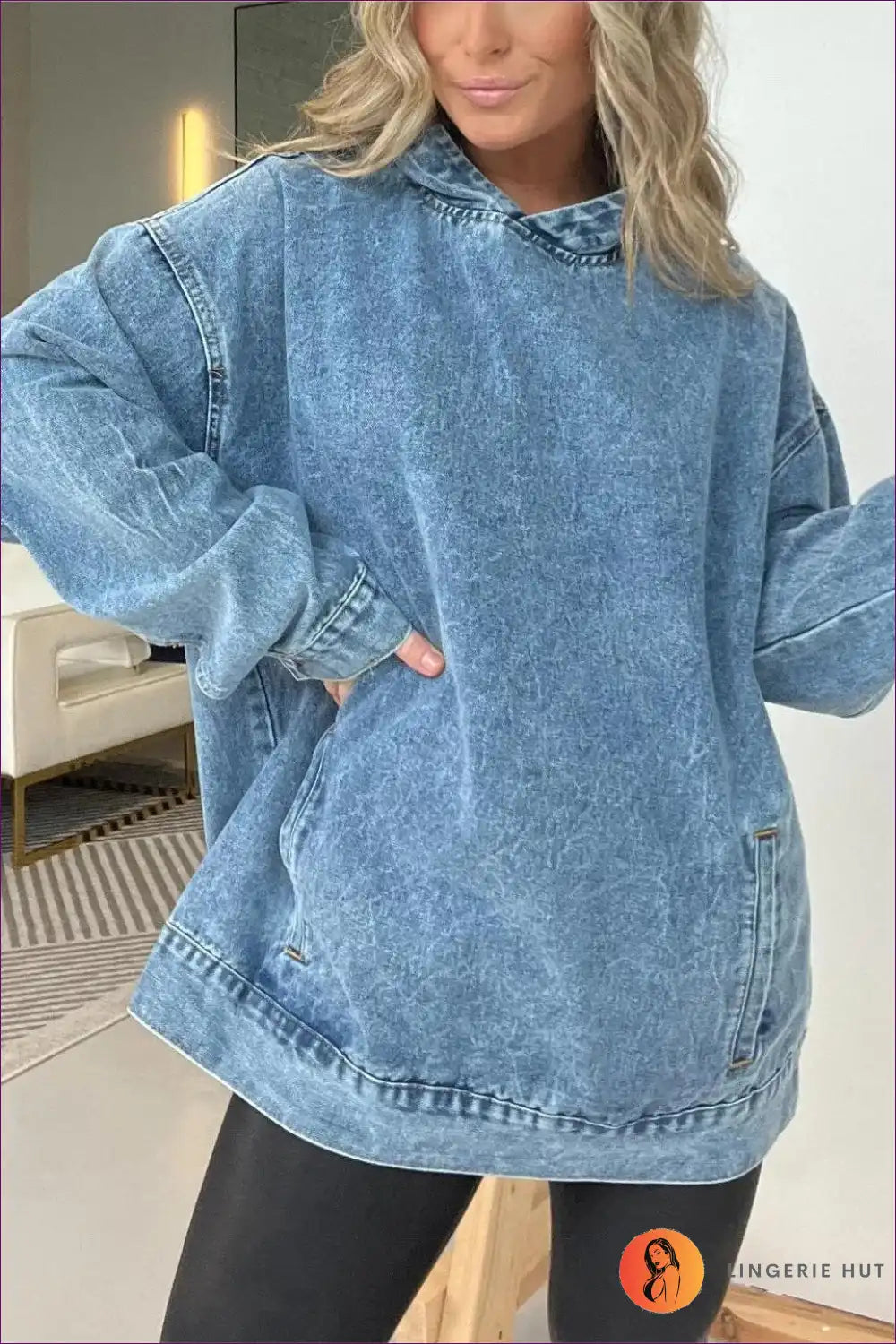 GR | Schickes Casual Denim Hoodie – Mühelos Cool