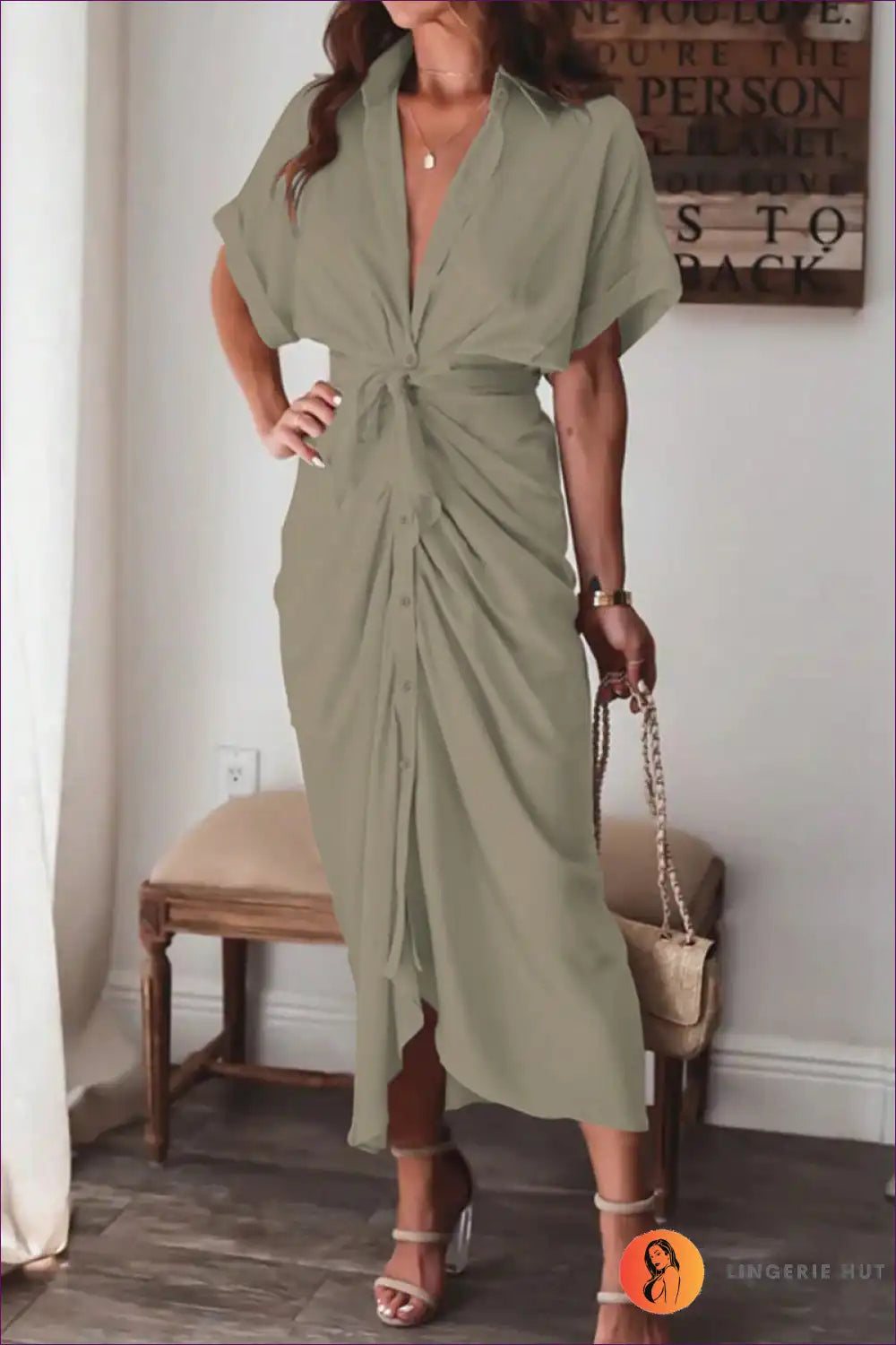 GR | Elegantes weißes drapiertes Midikleid - Zeitlos schick