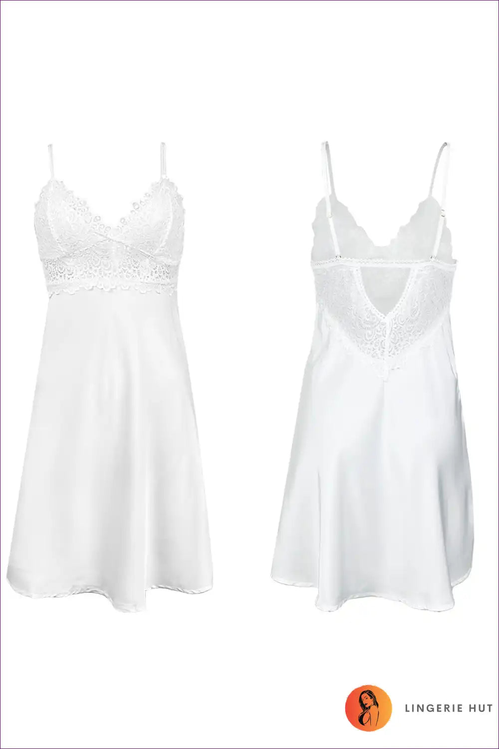 GR | Elegant white satin nightdress - bridal lingerie