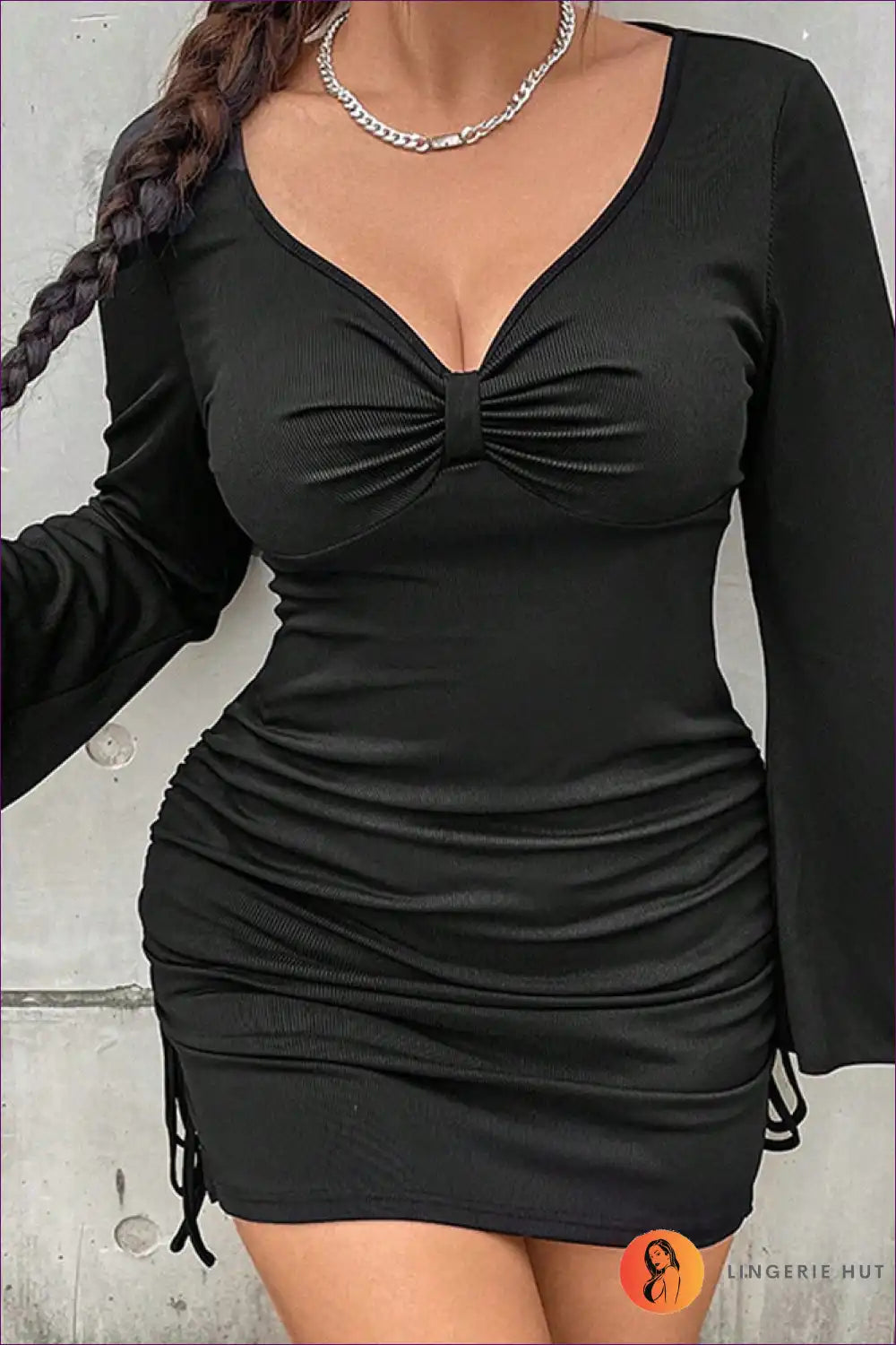 GR | Plus Size V-Neck Ruched Dress - Elegance Redefined