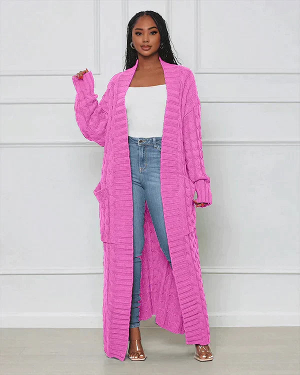 Casual, long cardigan with a V-neck