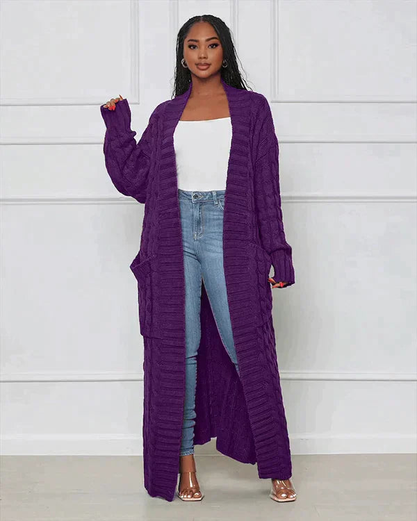 Casual, long cardigan with a V-neck