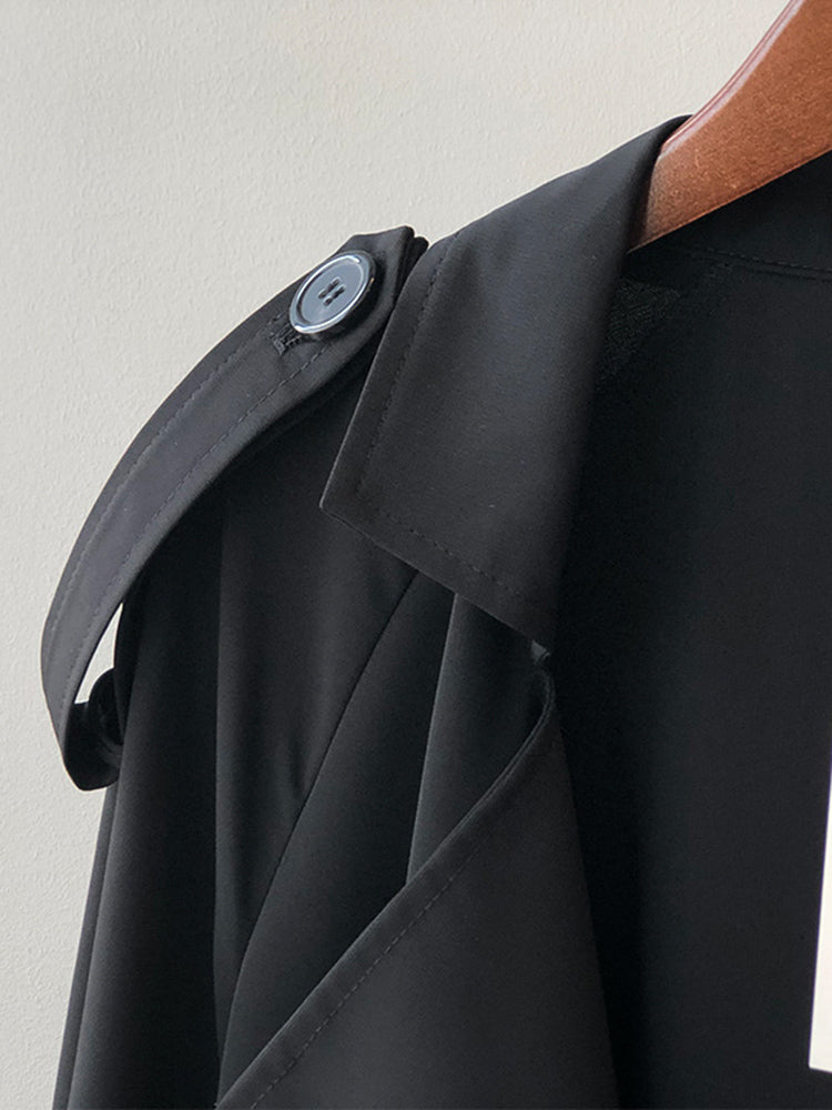 GR | Elegant long trench coat briefcase with belt