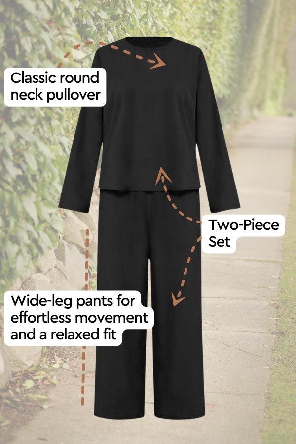 GR | Airy linen set with multi-layered top and wide trouser legs