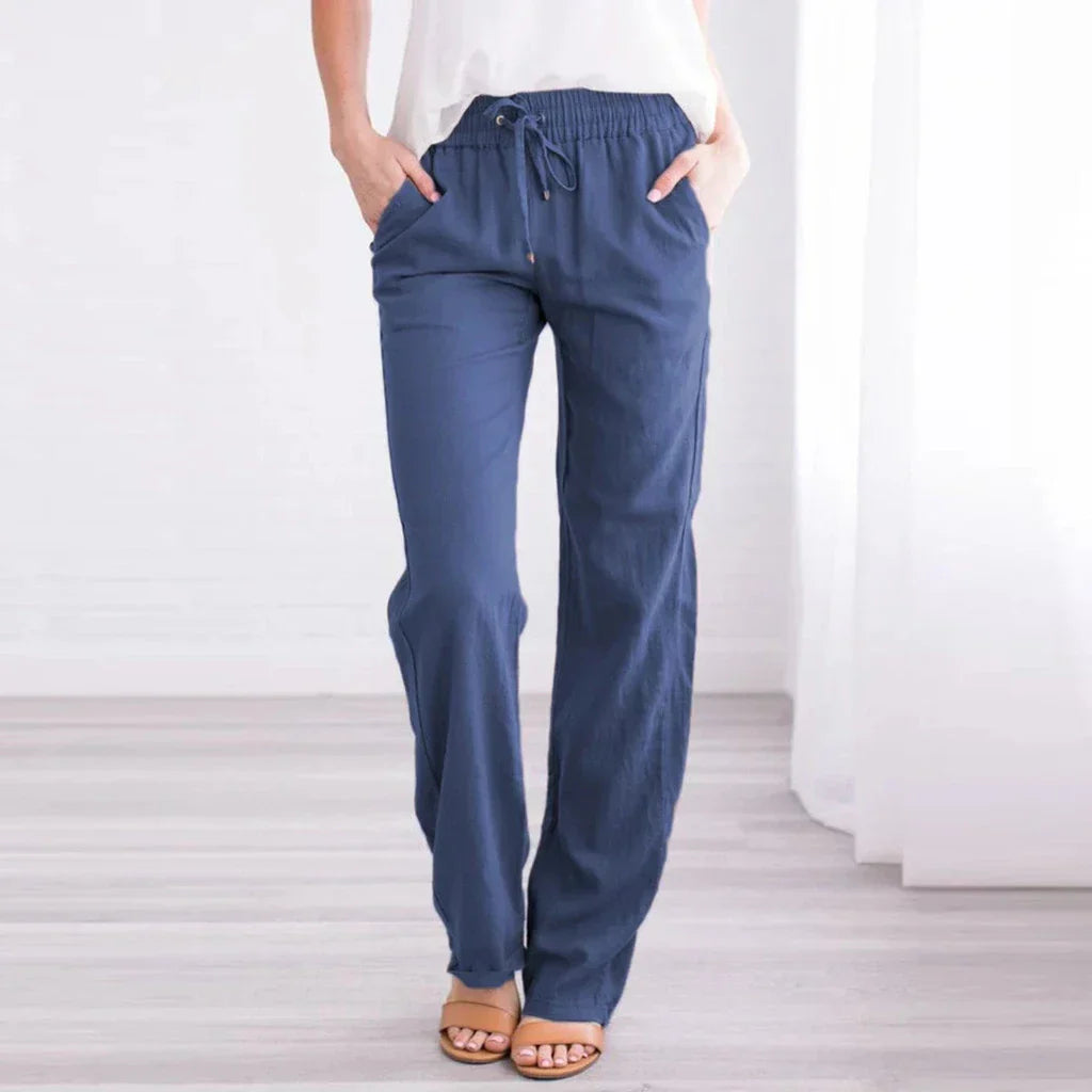 GR | Luftige Baumwoll Leinen Hose Für Damen