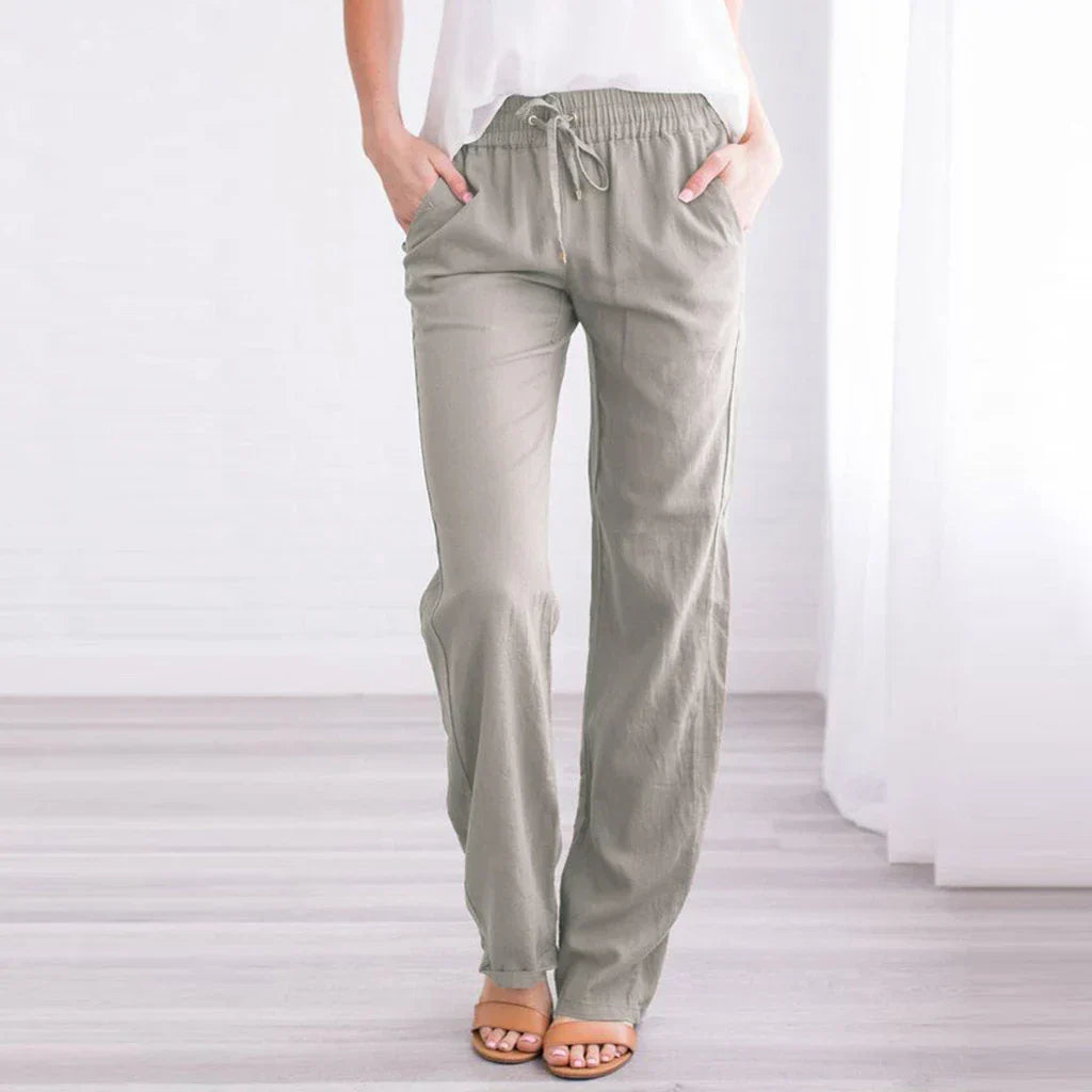 GR | Luftige Baumwoll Leinen Hose Für Damen